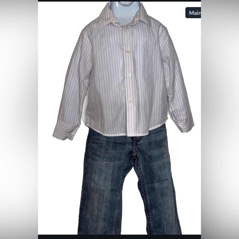 Calvin Klein Boys’ White Striped Shirt – Size 3T